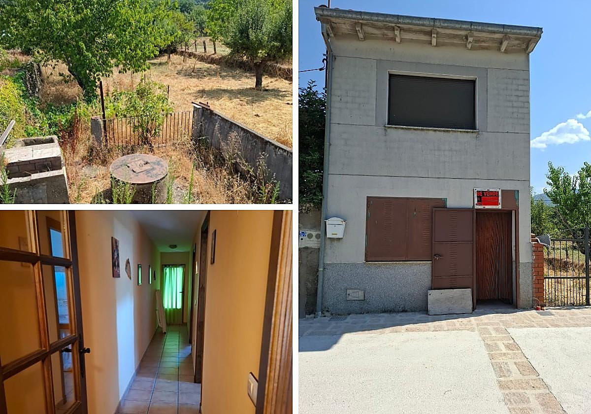 Huerto, interior de la vivienda y fachada de la casa.