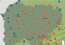 Temperaturas que se esperan este viernes en Salamanca a las 17 horas.