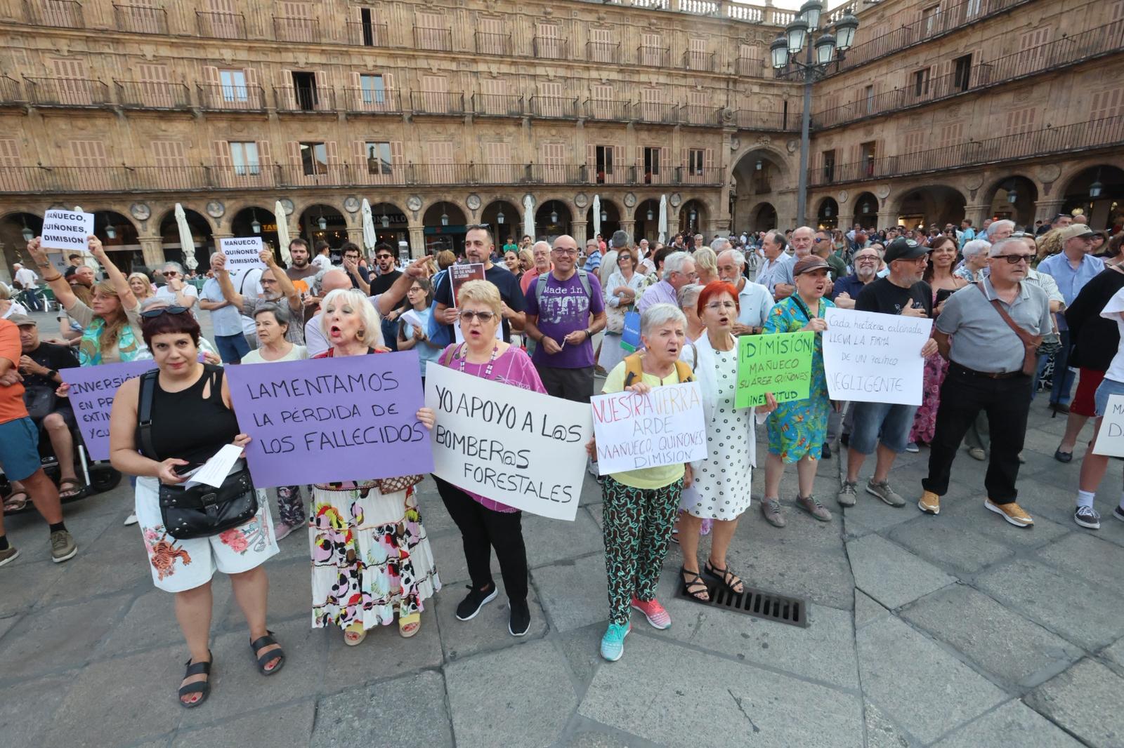En imágenes, la manifestación en Salamanca por la gestión de los incendios