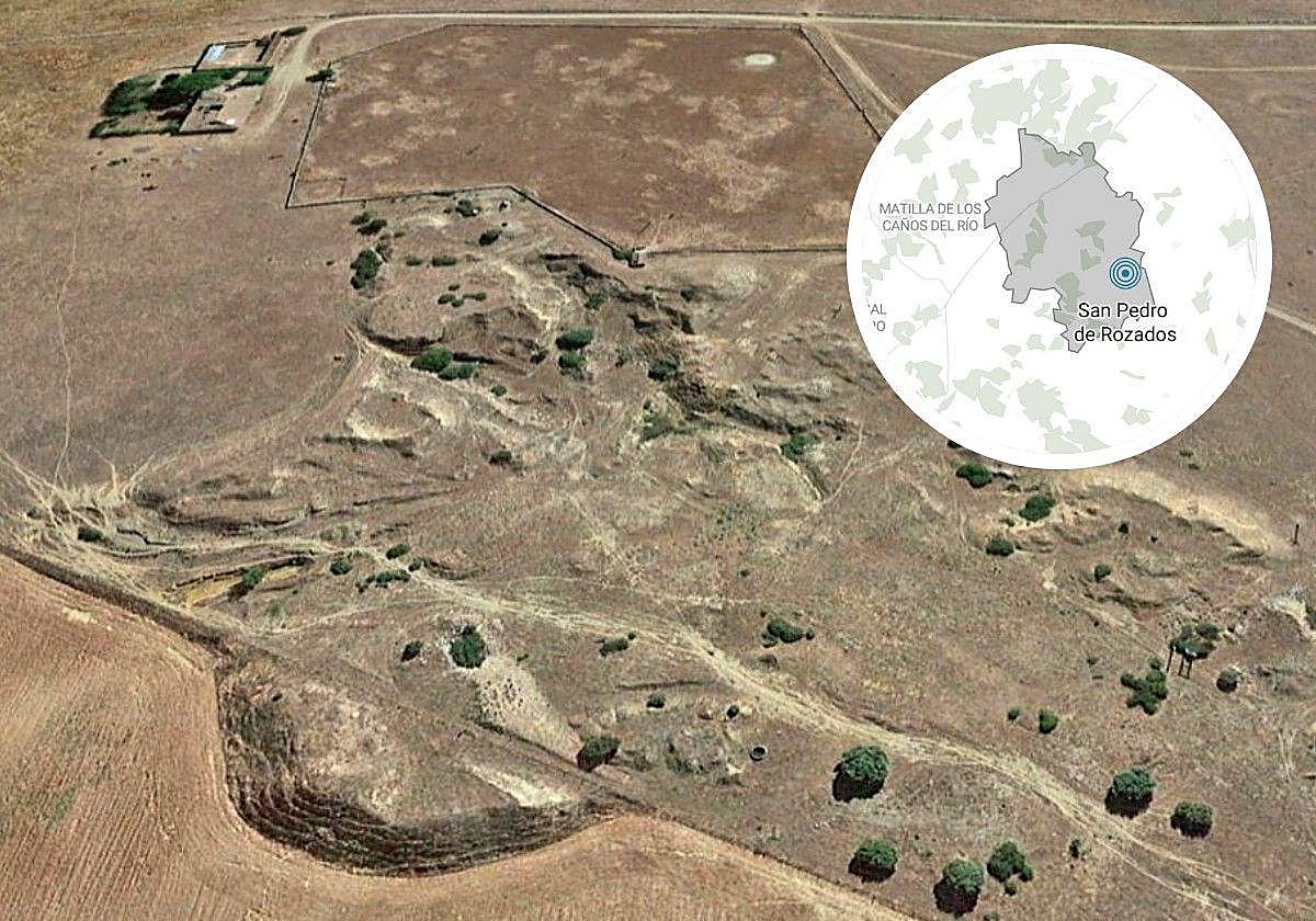 El antiguo complejo minero y su localización.