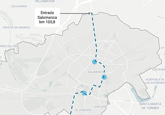 Las calles de Salamanca por las que 'volará' la Vuelta: un paso fugaz y sin límite de velocidad por el centro de la ciudad