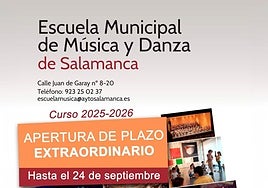 Abierto el plazo de matriculación en la Escuela Municipal de Música y Danza de Salamanca