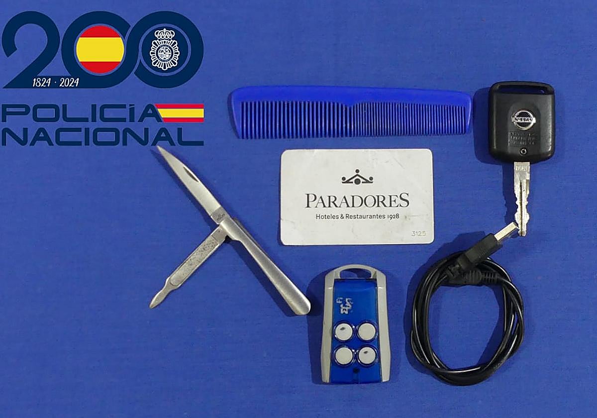 Elementos intervenidos durante la detención en Salamanca.