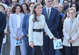 La Reina Letizia, en su visita esta mañana a Salamanca.