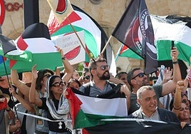 Protestas propalestina en La Vuelta a su paso por Salamanca en una imagen de archivo.
