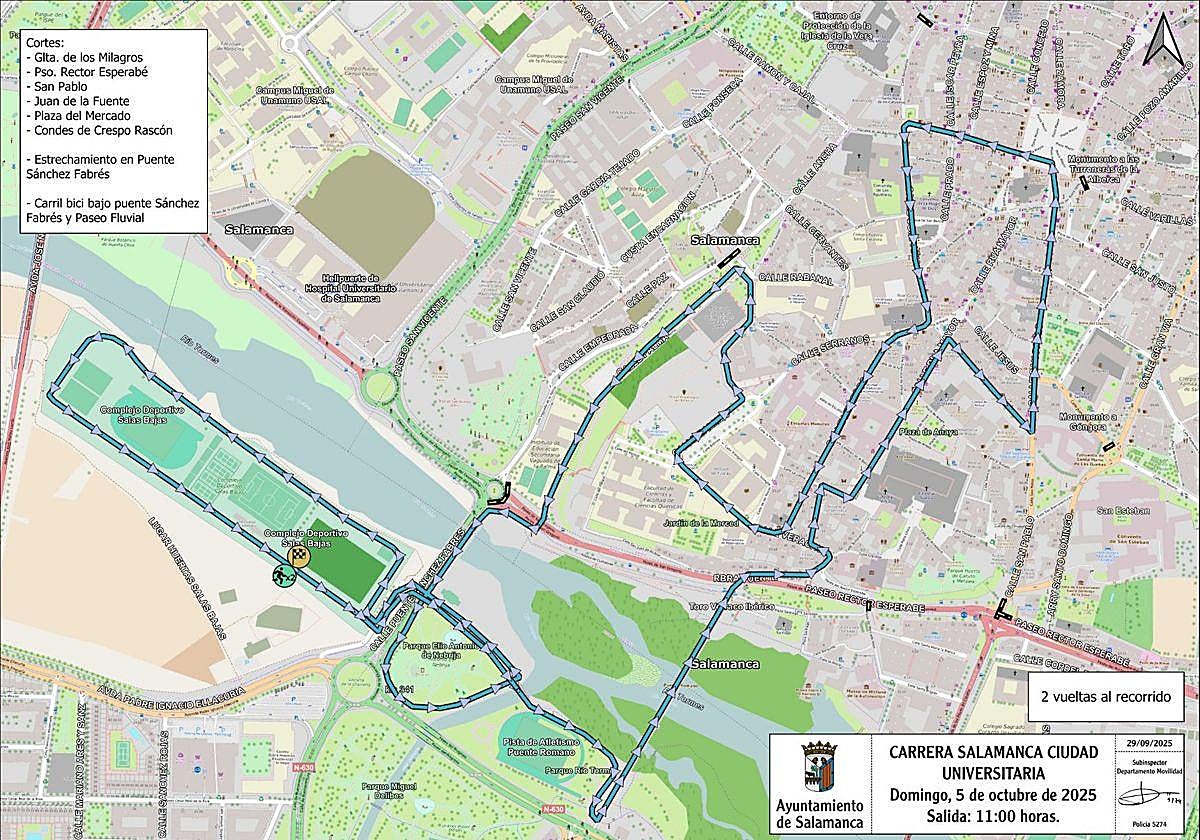 Los cortes de tráfico este domingo por la IX edición de la Carrera Salamanca Ciudad Universitaria