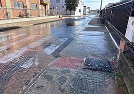 El agua brotaba con fuerza esta mañana en la calle Wesley.