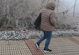 Una persona pasea por Salamanca en un día de mucho frío en una imagen de archivo.