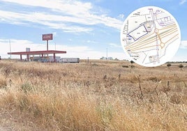 Parcela a subasta próxima a la gasolinera. En el círculo el plano.