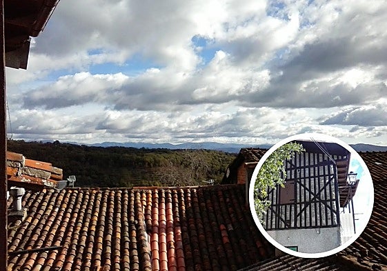 Las dos casas a la venta; en el círculo, vistas de la zona