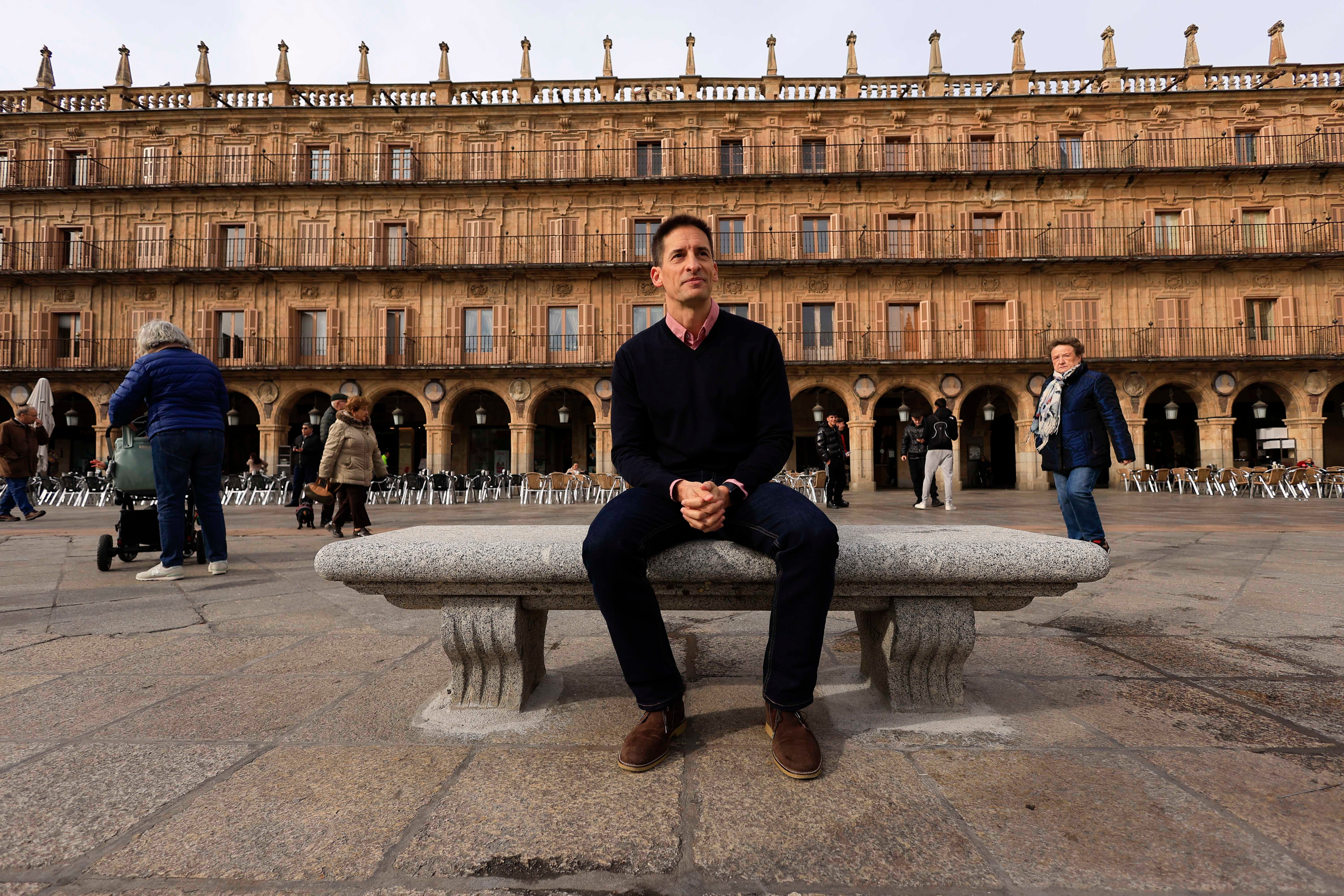 Alberto Miranda en la Plaza Mayor de Salamanca