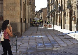 Uno de los cortes en el centro de Salamanca.