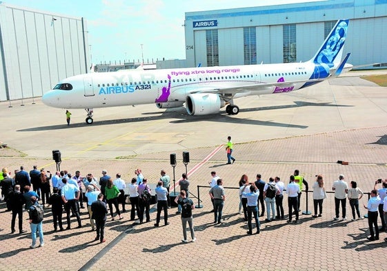 Die A321XLR nach dem Erstflug im Juni 2022.