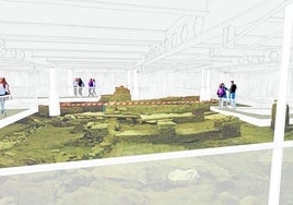 Projekt der schwebenden Stege über der archäologischen Ausgrabungsstätte des Thyssen-Museums.