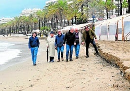 Mitglieder der Pro-Wellenbrecher-Vereinigung vergangene Woche an der Playa de La Fontanilla.