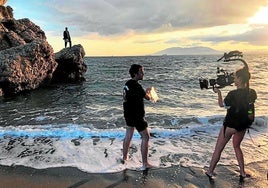 Aufnahmen zu einem Dokumentarfilm in Málaga.