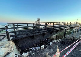 Zustand der Fußgängerbrücke nach dem Brand.