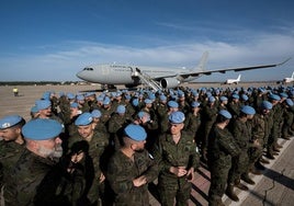 Spanische UN-Soldaten der Brigade Libanon XLII in Torrejón de Ardóz im November 2024.
