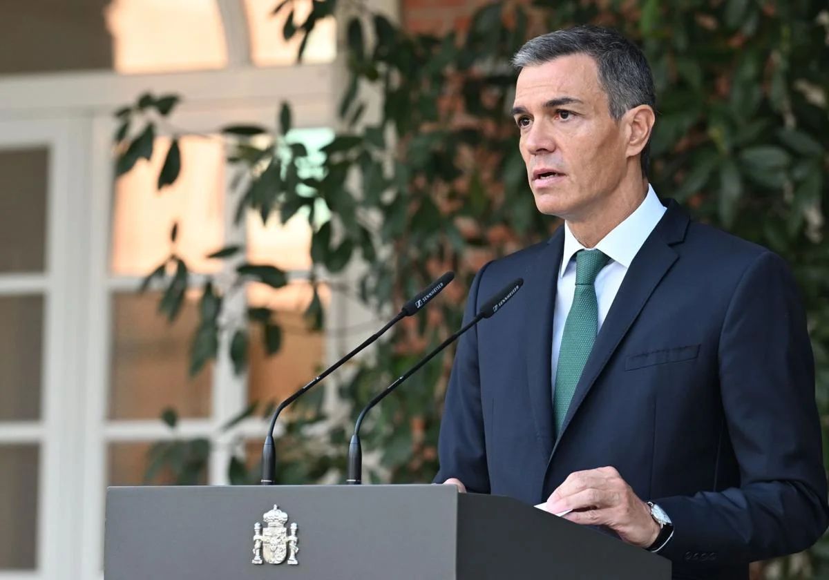 Regierungschef Pedro Sánchez während der Regierungserklärung im Moncloa-Palast.
