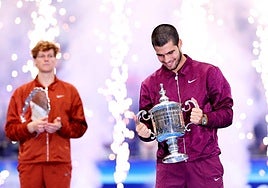 Der Spanier Carlos Alcaraz (r.) brachte Jannik Sinner im Finale zum Verzweifeln.