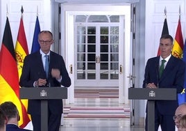 Der deutsche Bundeskanzler Friedrich Merz und der spanische Ministerpräsident Pedro Sánchez am Donnerstag im Moncloa-Palast.