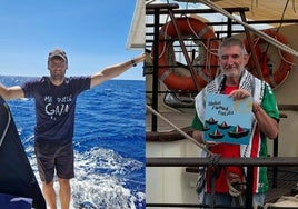 Rafael Borrego und Manolo García, Besatzungsmitglieder der Global Sumud Flotilla aus Málaga.