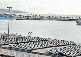 Importierte Neuwagen warten am Kai 4 darauf, an die Autohändler weitergeleitet zu werden.