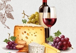 Dieses einladende Plakat wirbt für das Wein- und Käsefestival.