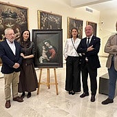 Escalante, Cebrián, Ferrín, Barón und Romero während der Präsentation des Gemäldes von Zurbarán.