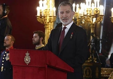 Felipe VI. am Freitag während seiner Rede im Königspalast.
