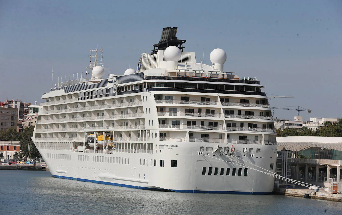 The luxury cruise ship in Malaga on Monday.
