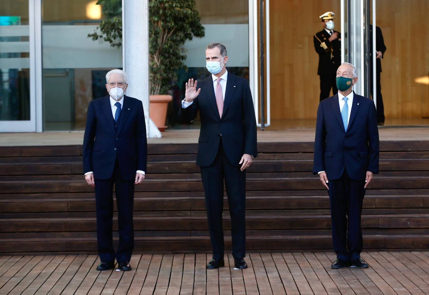 King Felipe attended the event alongside the presidents of Italy and Portugal.
