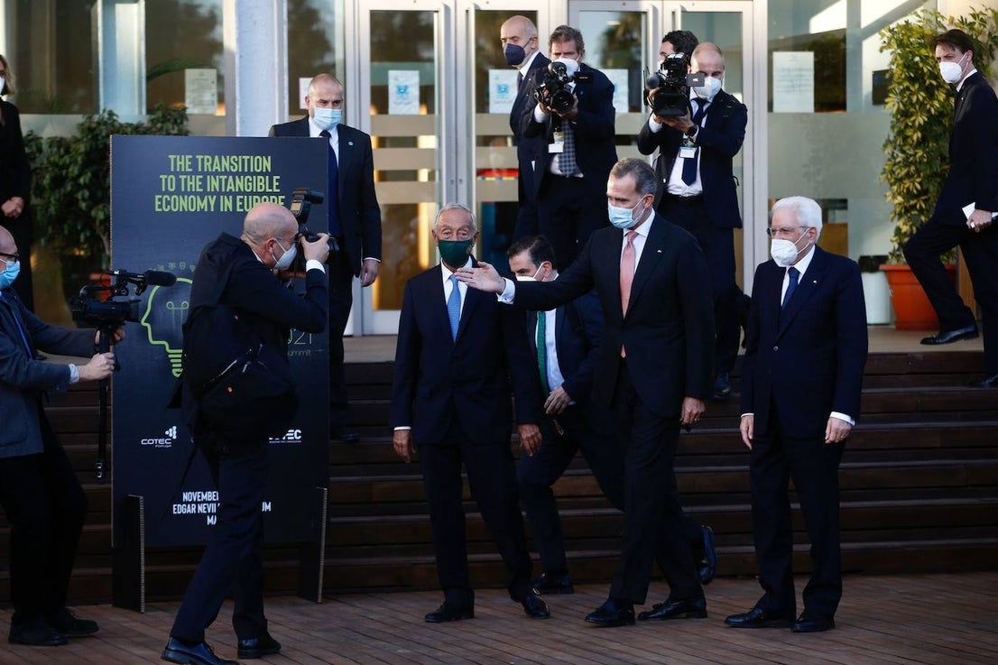 King Felipe attended the event alongside the presidents of Italy and Portugal.