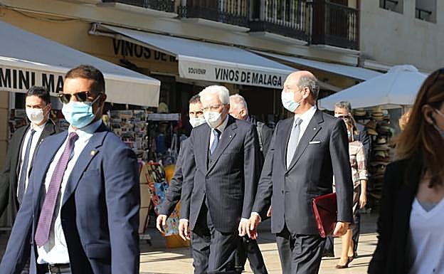 Italy’s president, Sergio Mattarella, this morning in Malaga city centre.