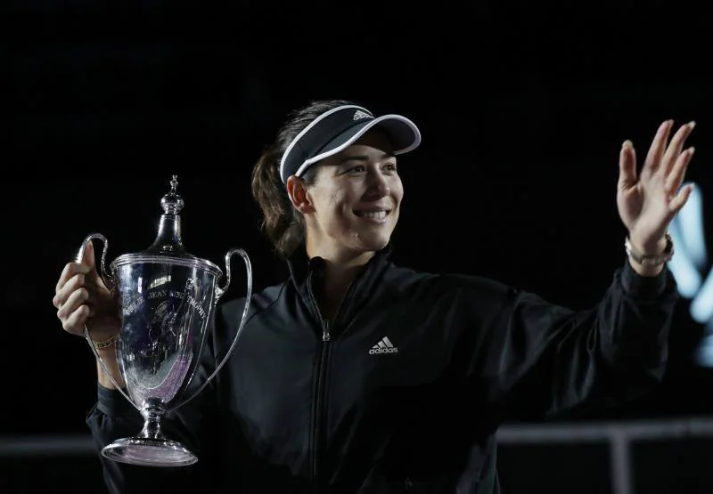 Muguruza celebrates winning the WTA tournament in Mexico