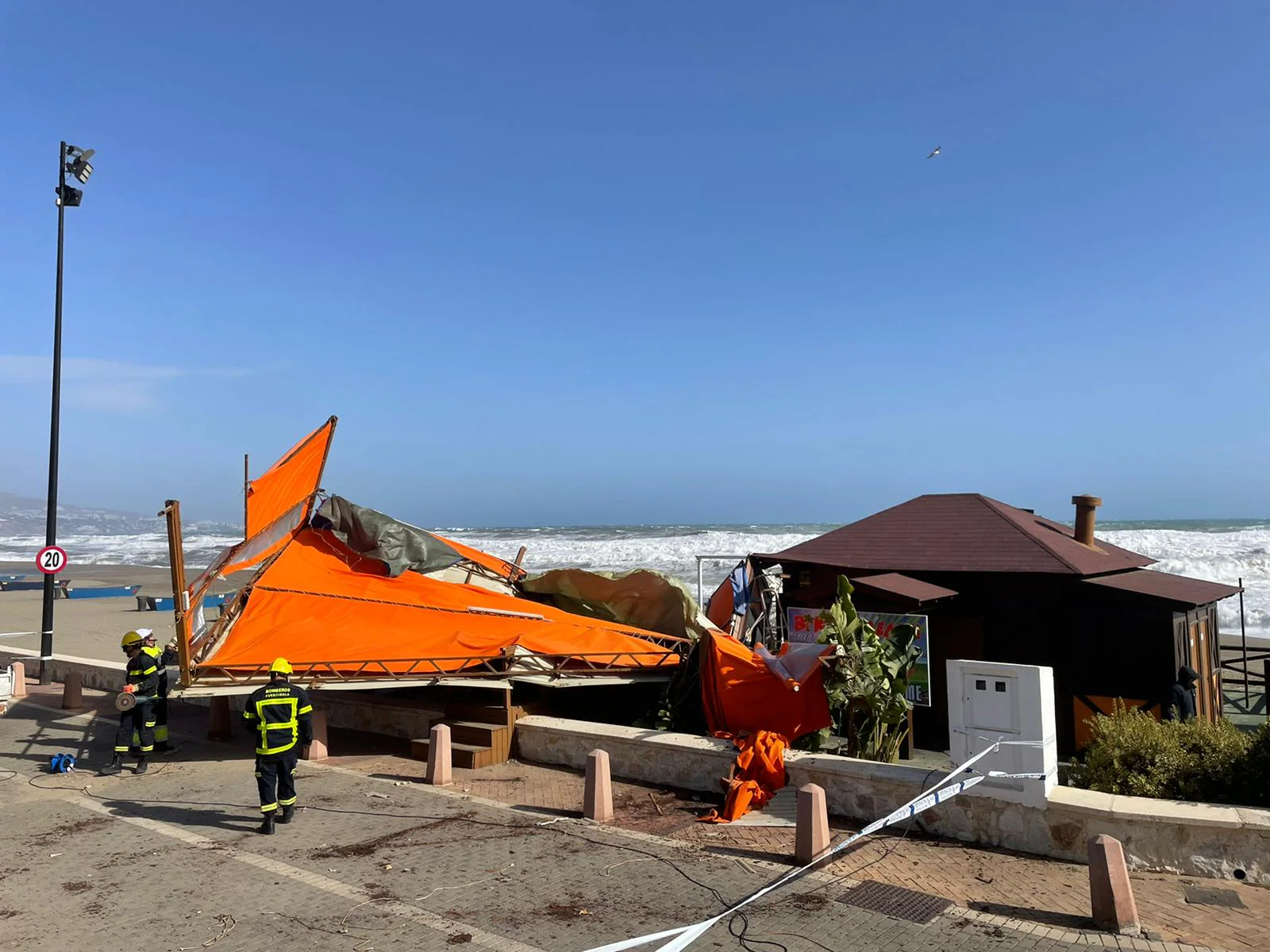 Two people were injured in Malaga province and a beach bar in Fuengirola was flattened. 