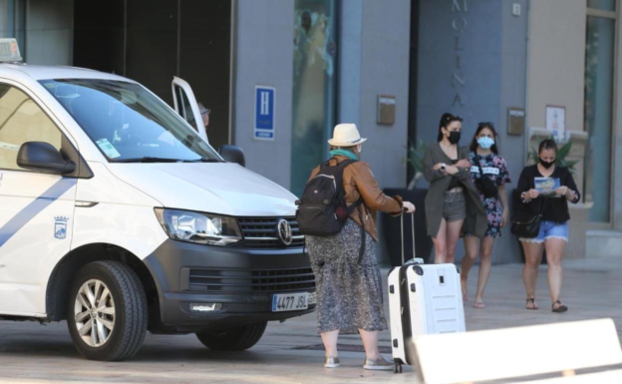 File photograph of tourists at a Malaga hotel.