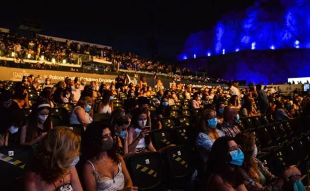 The audience wearing facemasks at a concert in Marbella. File photograph.