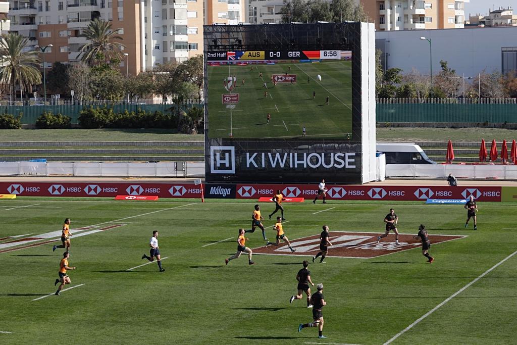 Nations compete in front of an international crowd at the Malaga athletics stadium