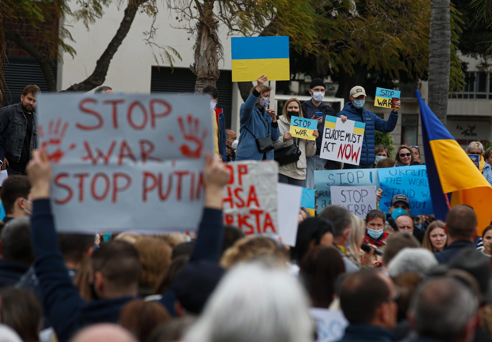 Demonstration in Malaga's Plaza de la Marina, this Sunday. 