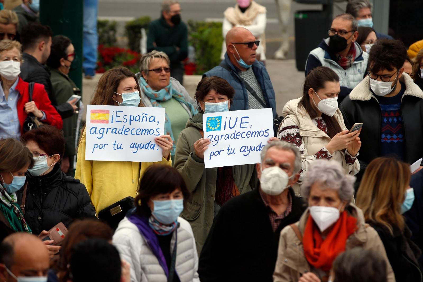 Demonstration in Malaga's Plaza de la Marina, this Sunday. 