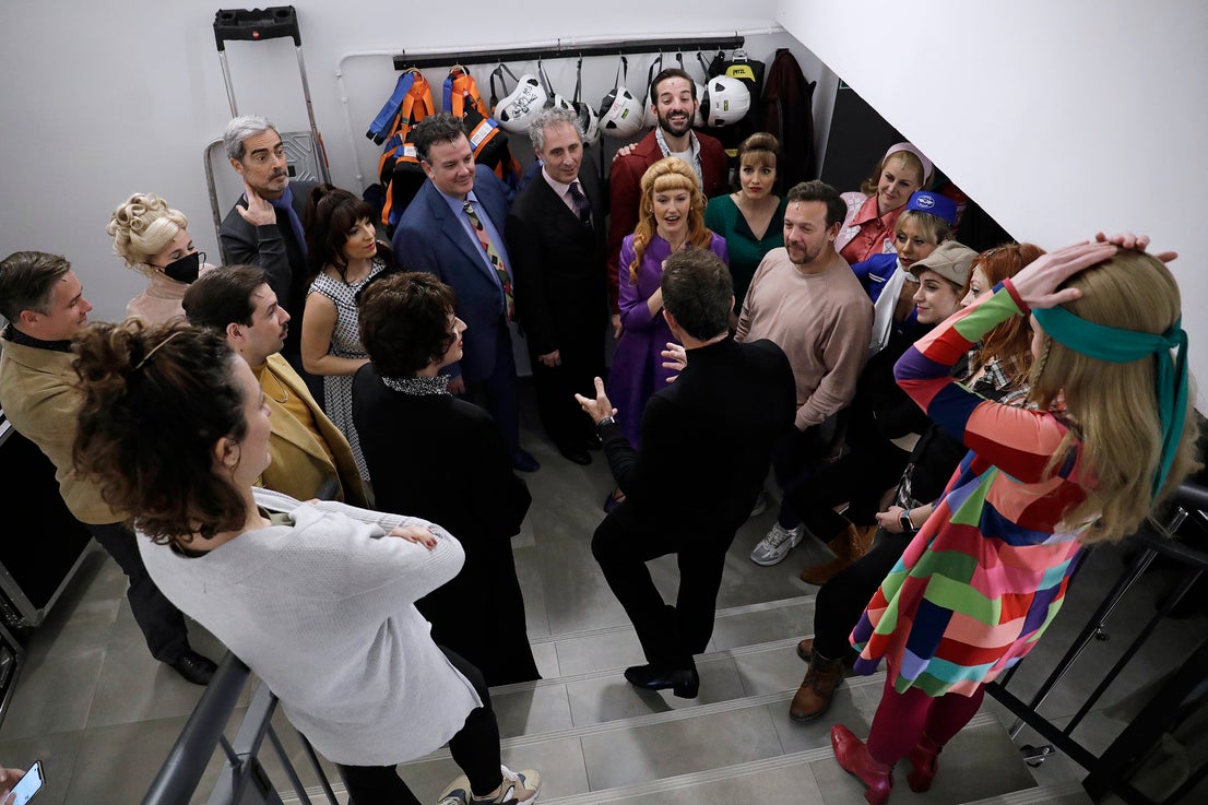 Behind the scenes at the Soho theatre as Antonio Banderas and the cast of Company prepare for a show.