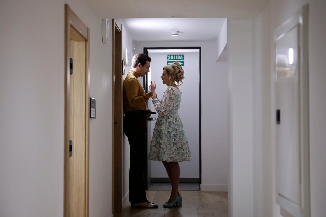 Behind the scenes at the Soho theatre as Antonio Banderas and the cast of Company prepare for a show.