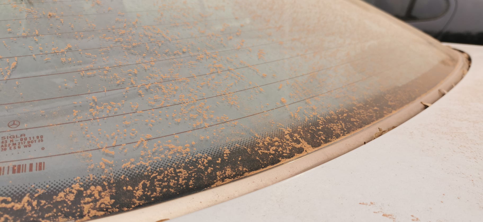 The rain brought with it Saharan dust, in suspension