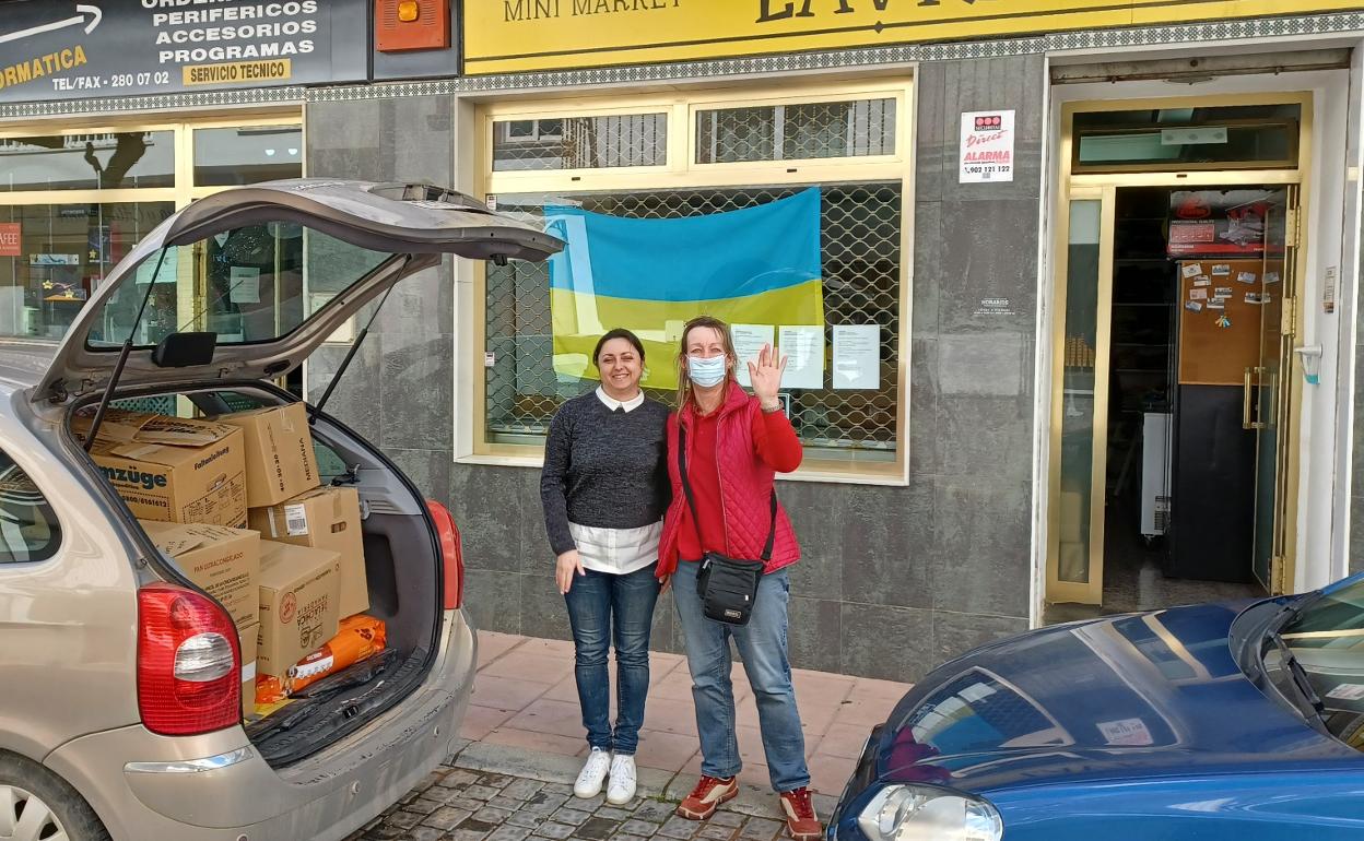 One of the drop offs that the St George Charity made to a Ukrainian supermarket in Estepona. 