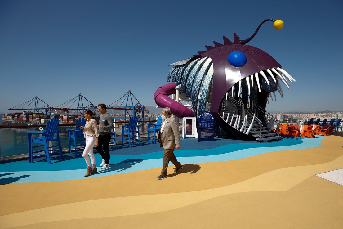 The Wonder of the Seas docks in Malaga, its first port of call in Spain.