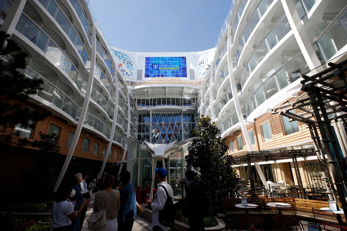 The Wonder of the Seas docks in Malaga, its first port of call in Spain.