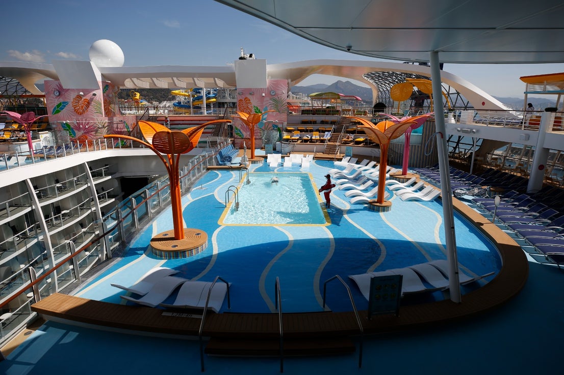The Wonder of the Seas docks in Malaga, its first port of call in Spain.