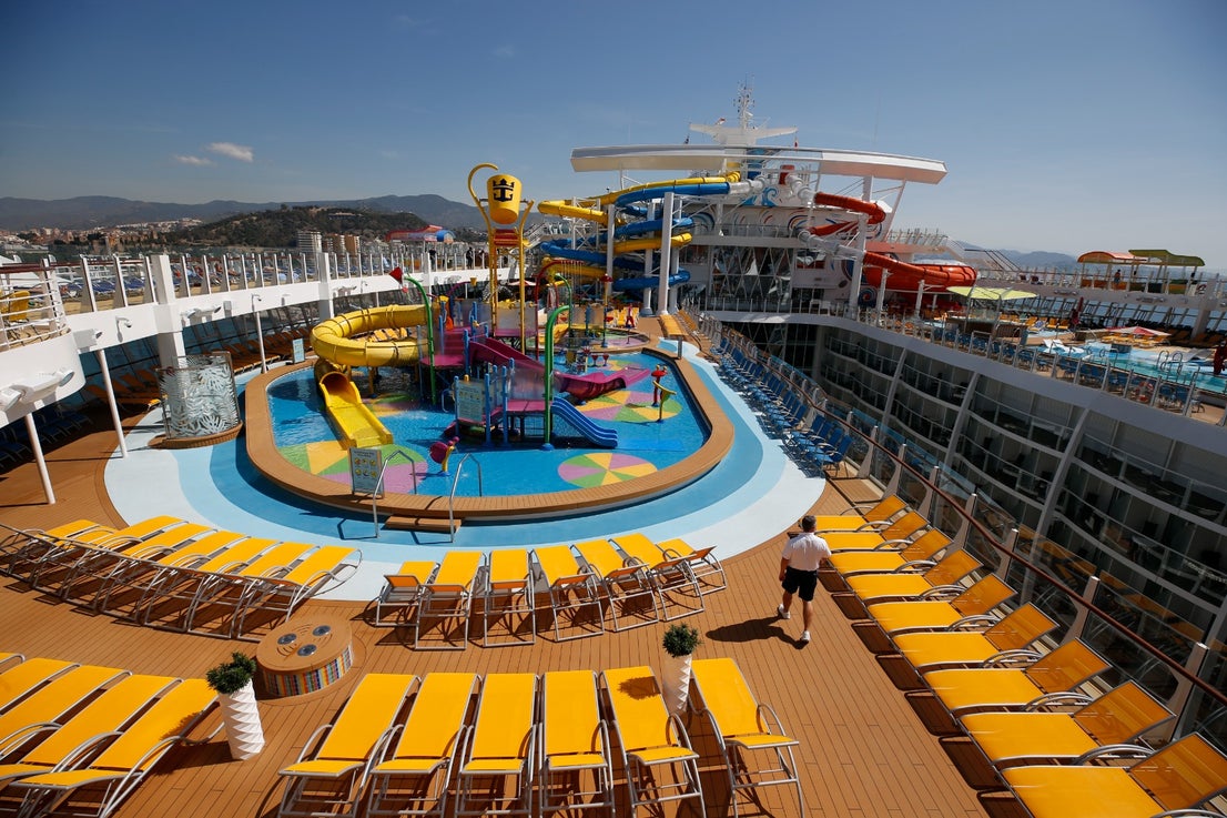 The Wonder of the Seas docks in Malaga, its first port of call in Spain.