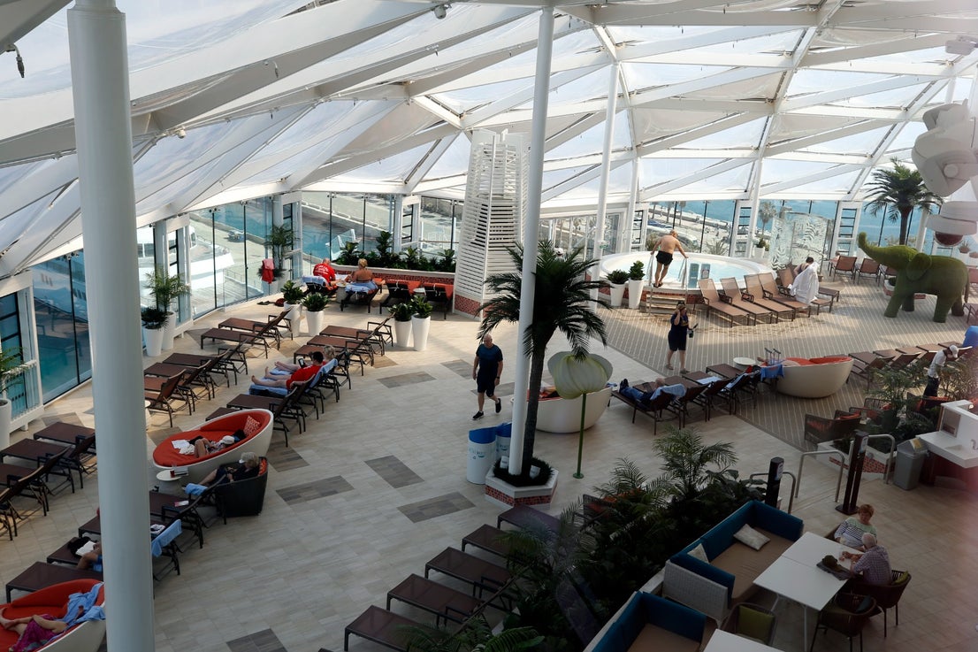The Wonder of the Seas docks in Malaga, its first port of call in Spain.